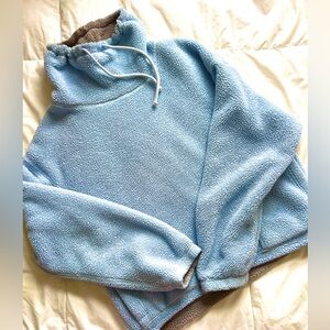 Hollister Blue Sherpa Fleece Hoodie Pullover Cozy Lined Size Small